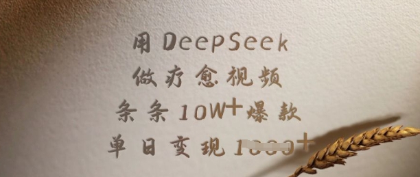 用DeepSeek做疗愈视频，条条10W+爆款，单日变现多张-知行创·网创
