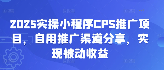 2025实操小程序CPS推广项目，自用推广渠道分享，实现被动收益-知行创·网创
