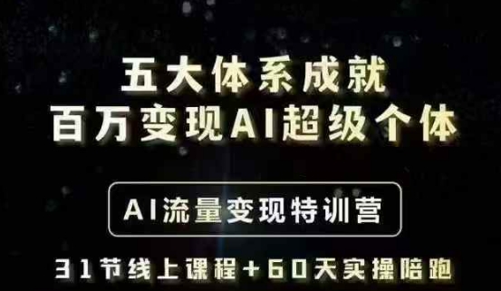 五大体系成就百万变现AI超级个体- AI流量变现特训营，一步一步教你一个人怎么年入百W-知行创·网创