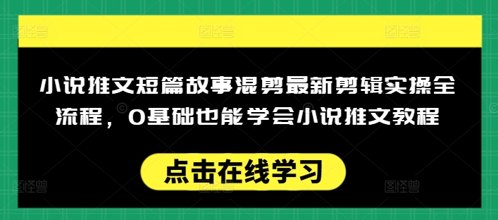 小说推文短篇故事混剪最新剪辑实操全流程，0基础也能学会小说推文教程，肯干多发日入多张-知行创·网创