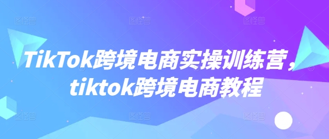 TikTok跨境电商实操训练营，tiktok跨境电商教程-知行创·网创