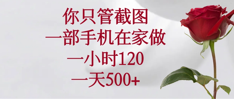 你只管截图，一部手机在家做，一小时120，一天500+-知行创·网创