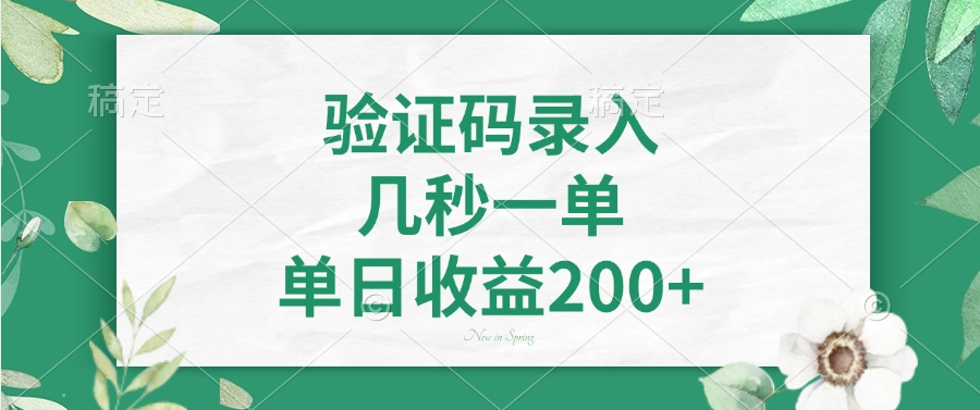 验证码录入，几秒一单，单日收益200+-知行创·网创