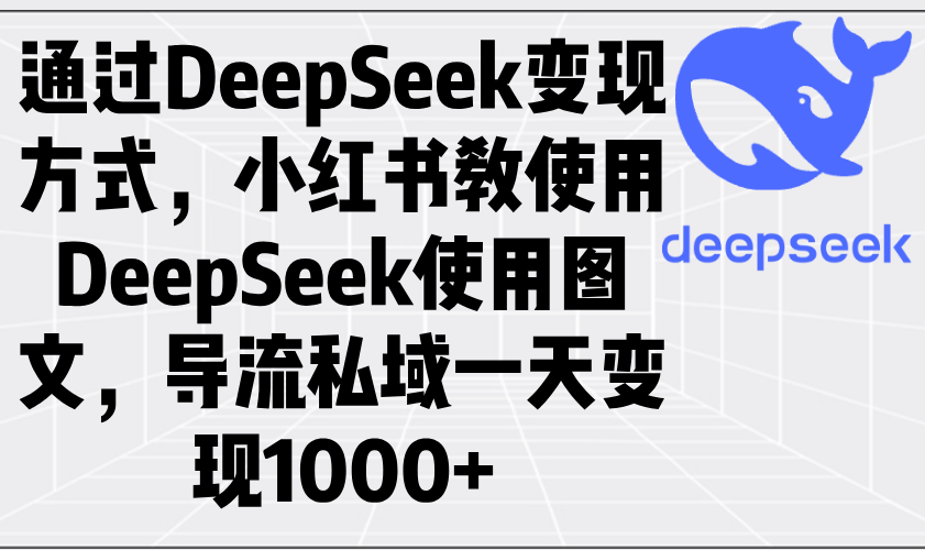 通过DeepSeek变现方式，小红书教使用DeepSeek图文，导流私域一天变现1000+-知行创·网创