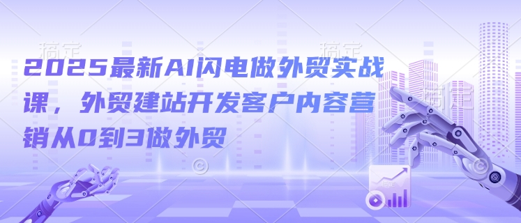 2025最新AI闪电做外贸实战课，外贸建站开发客户内容营销从0到3做外贸-知行创·网创