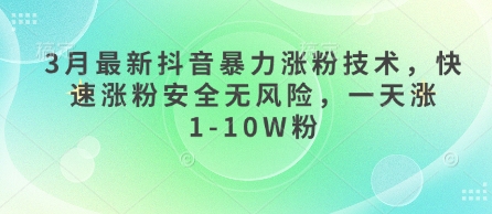 3月最新抖音暴力涨粉技术，快速涨粉安全无风险，一天涨1-10W粉-知行创·网创