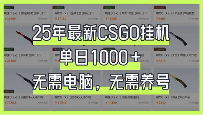 25年最新CSGO挂机系统，单日1000+，无需电脑，无需养号，0基础可上手-知行创·网创