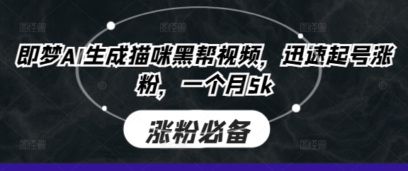 即梦AI生成猫咪黑帮视频，迅速起号涨粉，一个月5k-知行创·网创