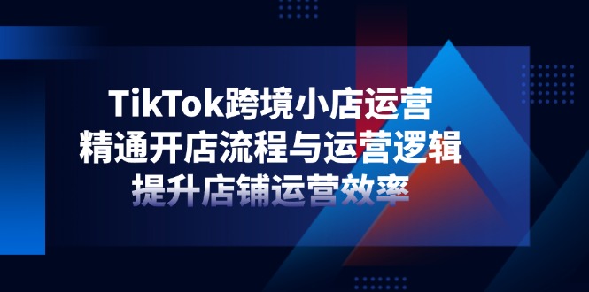 TikTok跨境小店运营，精通开店流程与运营逻辑，提升店铺运营效率-知行创·网创