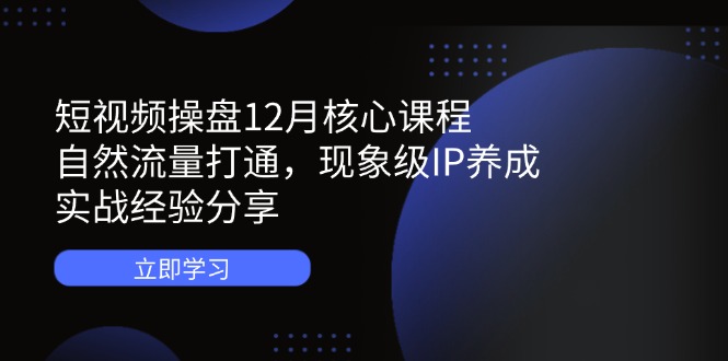 短视频操盘12月核心课程：自然流量打通，现象级IP养成，实战经验分享-知行创·网创