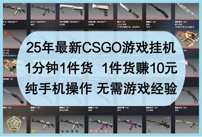 25年最新CSGO游戏挂机，1分钟1件货，1件货赚10元 纯手机操作 无需游戏经验-中创网-中创网-中创网-知行创·网创