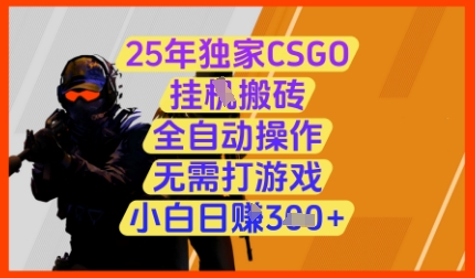 25年独家CSGO挂G搬砖，全自动操作，无需打游戏，小白日入3张+【揭秘】-知行创·网创