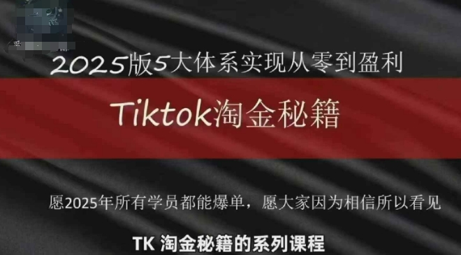 TikTok跨境2025淘金秘籍，​2025TikTok从0到盈利变现-知行创·网创