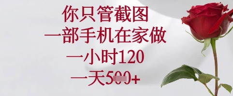 你只管截图，一部手机在家可以做，一小时120.一天5张+【揭秘】-知行创·网创