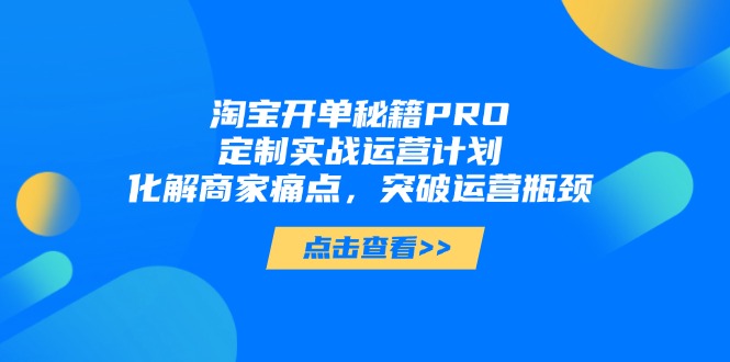 淘宝开单秘籍PRO，定制实战运营计划，化解商家痛点，突破运营瓶颈-中创网-中创网-知行创·网创