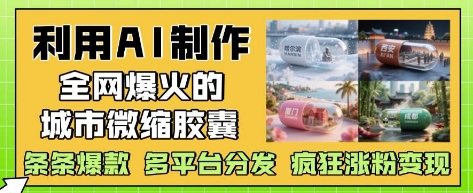 利用AI制作全网爆火的城市微缩胶囊，条条爆款， 多平台分发，疯狂涨粉变现-知行创·网创