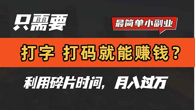 只需要打字，打码，就能赚钱？简单的赚钱小副业，利用碎片时间，月入过万-中创网-中创网-知行创·网创