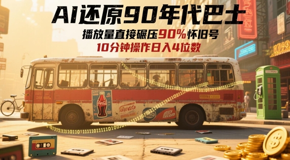 AI还原90年代巴士，一帧就让70后泪崩，播放量直接碾压90%怀旧号，每天操作十分钟，日入四位数-知行创·网创