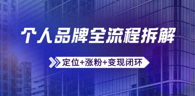 个人品牌全流程拆解：定位+涨粉+变现闭环，微信生态运营与资源整合-中创网-中创网-知行创·网创