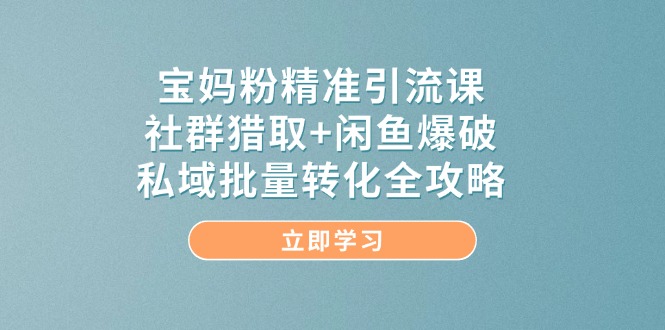 宝妈粉精准引流课，社群猎取+闲鱼爆破，私域批量转化全攻略-中创网-中创网-知行创·网创