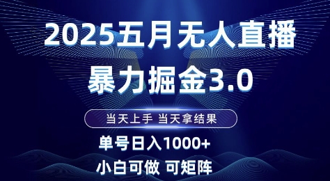 2025五月无人直播暴力掘金3.0，当天上手，当天拿结果，单号日入1k+小白可做可矩阵【揭秘】-知行创·网创