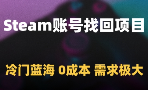 Steam账号找回项目，冷门蓝海，0成本，需求极大-知行创·网创