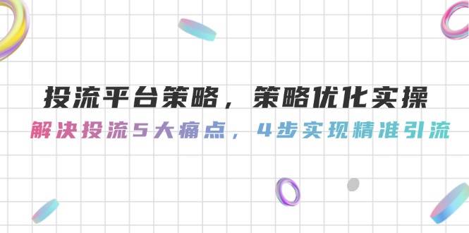 投流平台策略，策略优化实操，解决投流5大痛点，4步实现精准引流-福缘网-知行创·网创