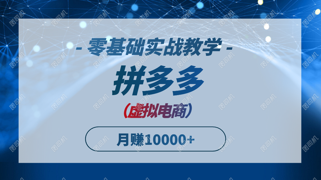 拼多多虚拟电商，零基础实战教学，快速打爆商品，新手也能月入10000+-中创网-知行创·网创