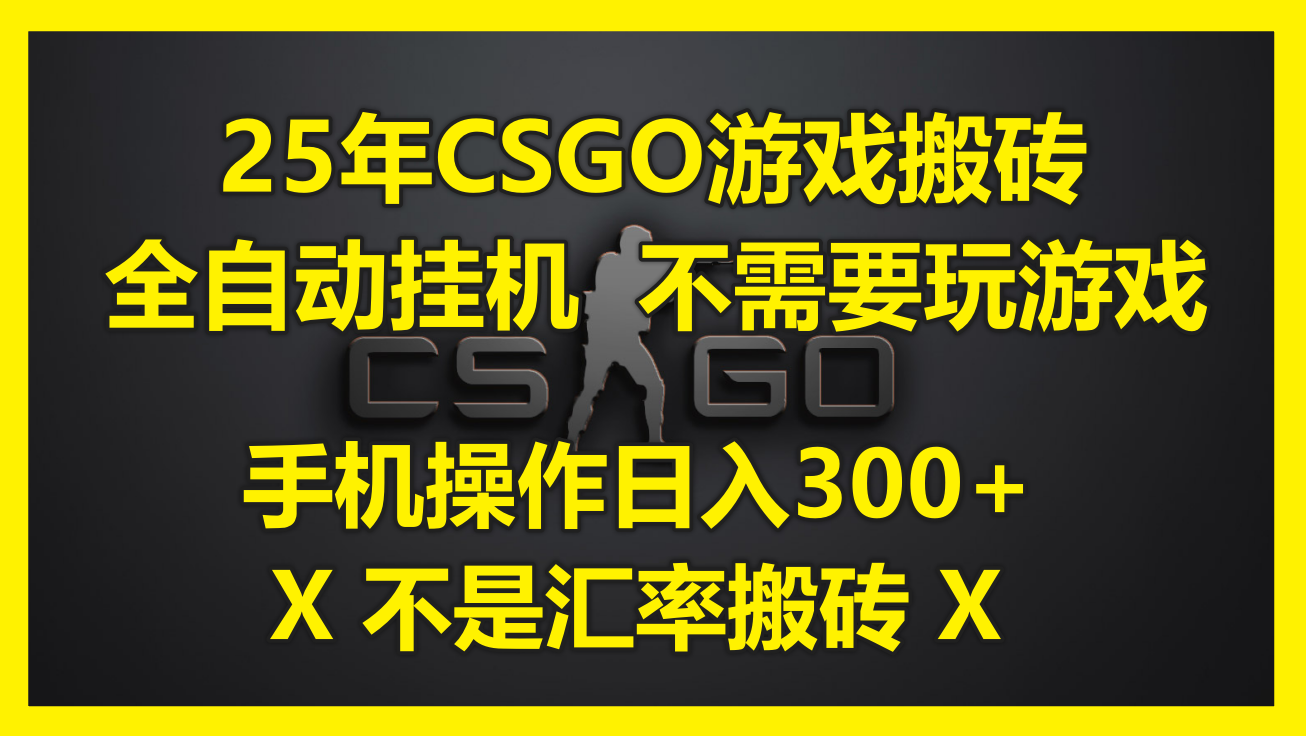 25年CSGO游戏搬砖，全自动挂机，不需要玩游戏，手机操作日入300+。(不…-中创网-知行创·网创