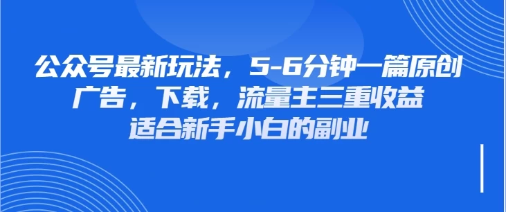 公众号最新玩法，广告，下载，流量主三重收益，非常适合新手小白的项目-知行创·网创