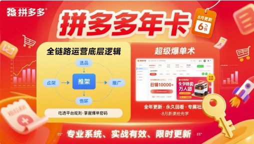 拼多多年卡【8月更新6节】拼多多全链路运营底层逻辑，超级爆单术-知行创·网创