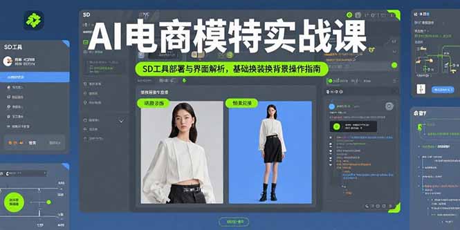 AI电商模特实战课，SD工具部署与界面解析，基础换装换背景操作指南-知行创·网创