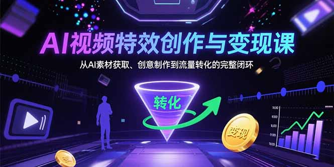 AI视频特效创作与变现课:从AI素材获取、创意制作到流量转化的完整闭环-知行创·网创