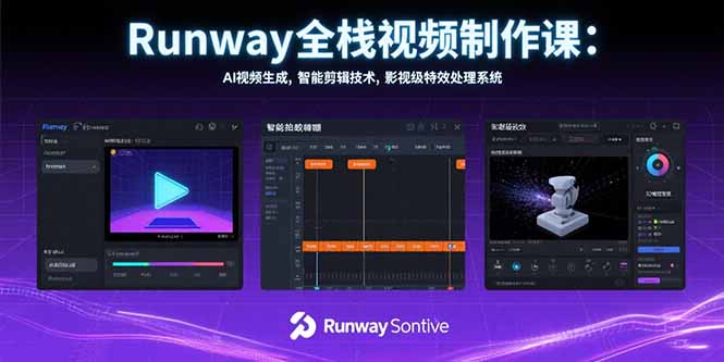 Runway全栈视频制作课：AI视频生成，智能剪辑技术，影视级特效处理系统-知行创·网创