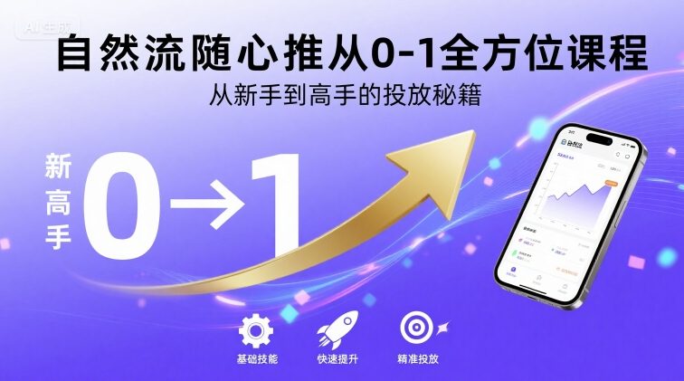 自然流随心推从0-1全方位课程，从新手到高手的投放秘籍-知行创·网创