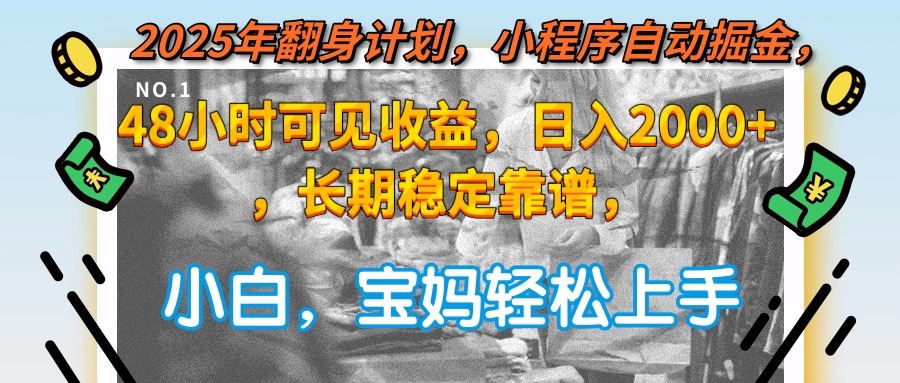 2025年翻身计划，小程序自动掘金48小时可见收益，日入2000+，长期稳定…-知行创·网创