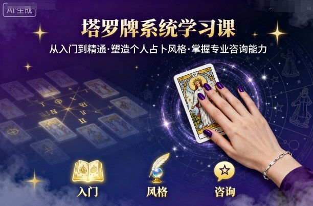 塔罗牌系统学习课，助你从入门到精通，塑造个人占卜风格，掌握专业咨询能力-知行创·网创