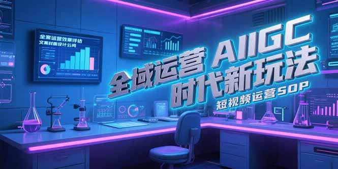 全域运营AIGC时代新玩法，文案封面设计公式，短视频运营SOP-知行创·网创