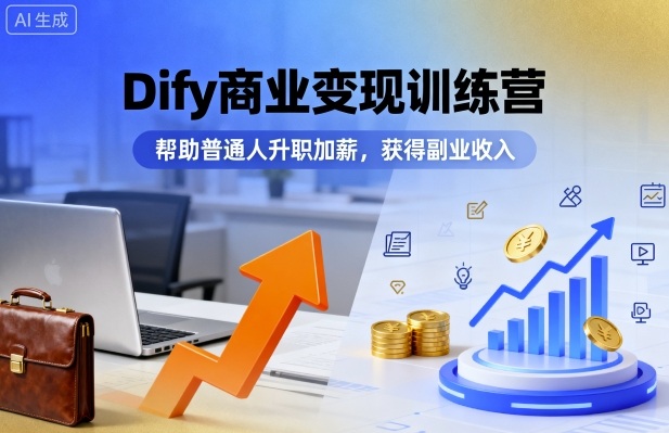 Dify商业变现训练营，帮助普通人升职加薪，获得副业收入-知行创·网创