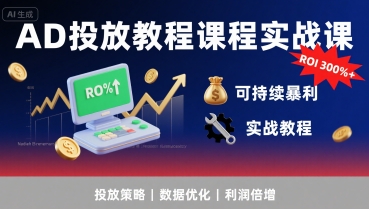 AD投放教程课程实战课，实现广告ROI300%+可持续暴利-知行创·网创