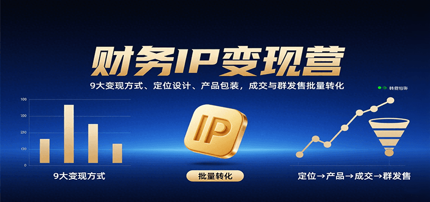 财务IP变现营：9大变现方式、定位设计、产品包装，成交与群发售批量转化-知行创·网创