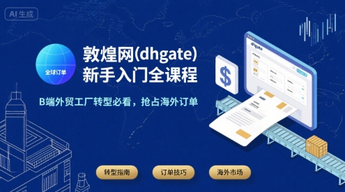敦煌网(dhgate)新手入门全课程，B端外贸工厂转型必看，抢占海外订单-知行创·网创