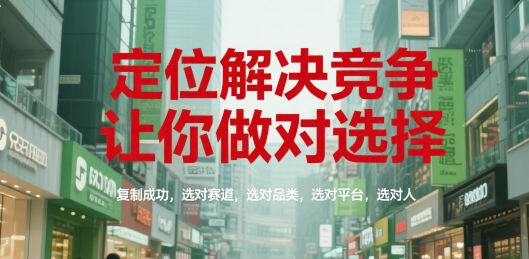 定位解决竞争，让你做对选择，复制成功，选对赛道，选对品类，选对平台，选对人-知行创·网创