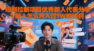 短剧拉新项目优秀新人代表分享新人怎么月入过1W的诀窍-知行创·网创