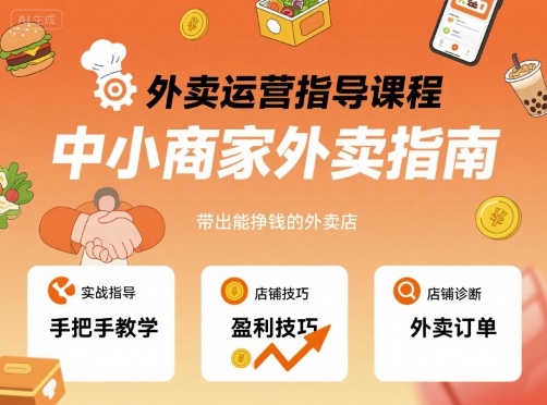外卖运营指导课程，中小商家外卖指南，手把手带出能挣钱的外卖店-知行创·网创