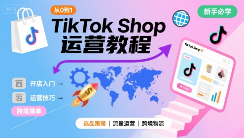 TikTok Shop从0到1运营教程，TikTok跨境电商新手必学课程-知行创·网创