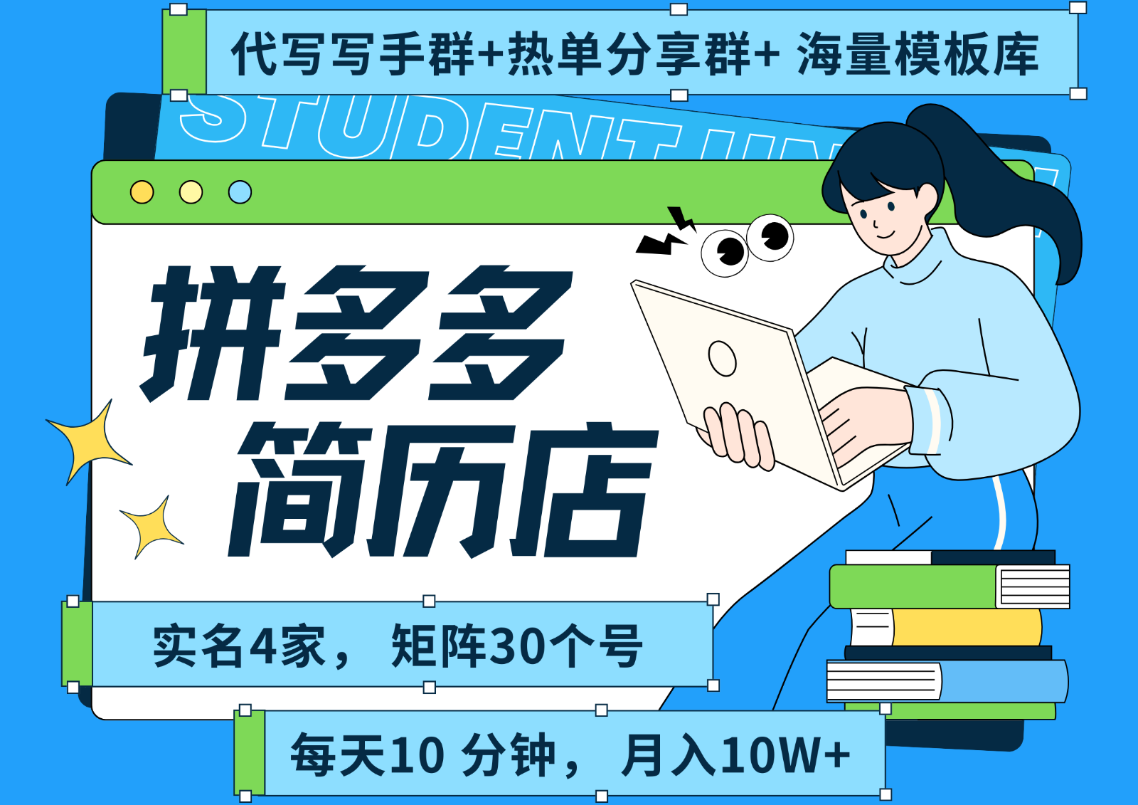 拼多多电商 拼多多 虚拟资料 简历 海报代写 全SOP流程 毫无保留分享(含后端资料)-知行创·网创