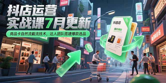 抖店运营实战课7月更新，商品卡自然流截流技术，达人团队搭建爆款选品-知行创·网创