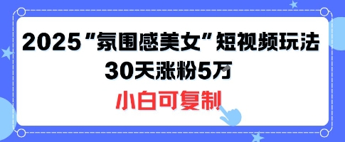 不露脸也能火！2025“氛围感美女”短视频玩法，30天涨粉5W小白可复制-知行创·网创