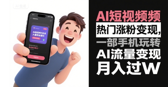 AI短视频热门涨粉变现，一部手机玩转AI流量变现，月入过W-知行创·网创